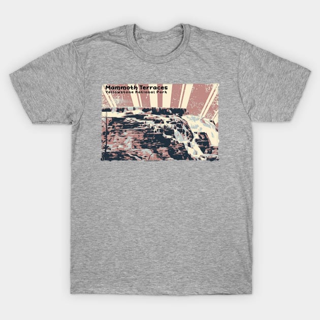 Retro Mammoth Terraces in Yellowstone National Park T-Shirt by Smyrna Buffalo